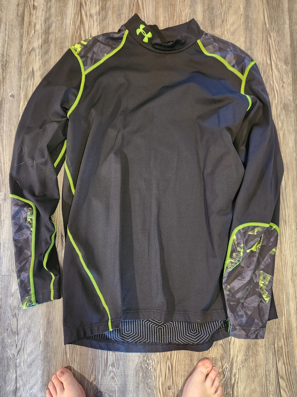 Under Armour Black Compression Long Sleeve with Neon Green Details